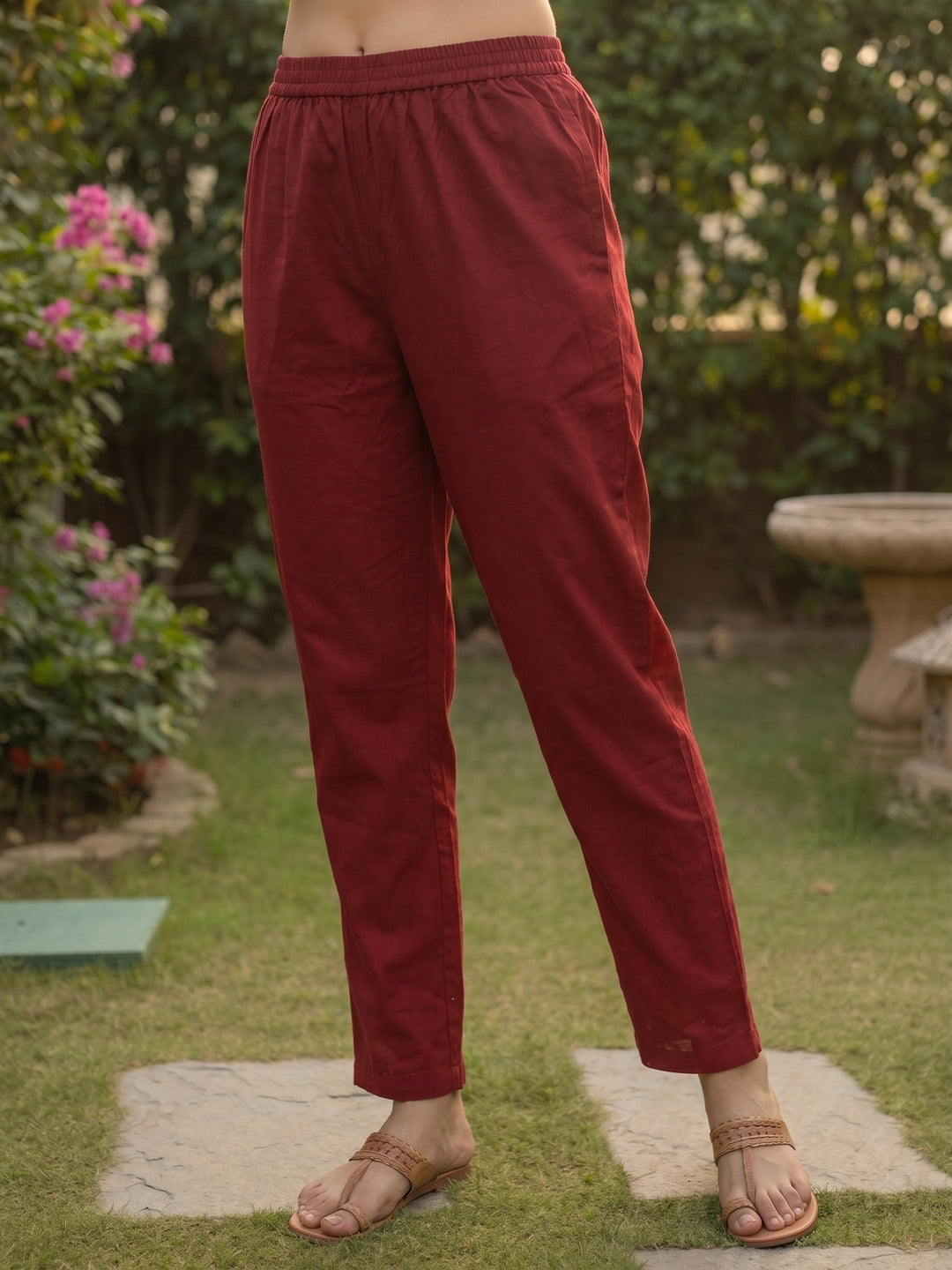 Solid Patchwork Embroidered Kurta with Pant & Printed Dupatta- Maroon