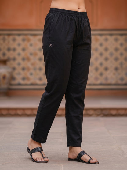 Black Rabari-Inspired Embroidered Straight Kurta with Pyjama & Geometric Printed Dupatta