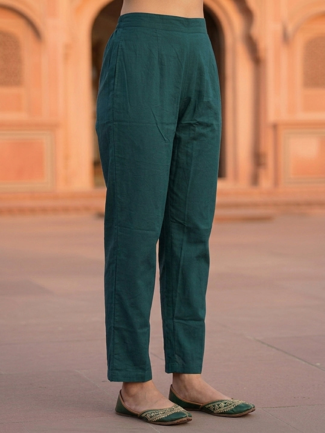 Green Floral Dori Embroidered Straight Fit Co-ord Set