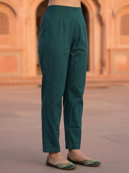Green Floral Dori Embroidered Straight Fit Co-ord Set