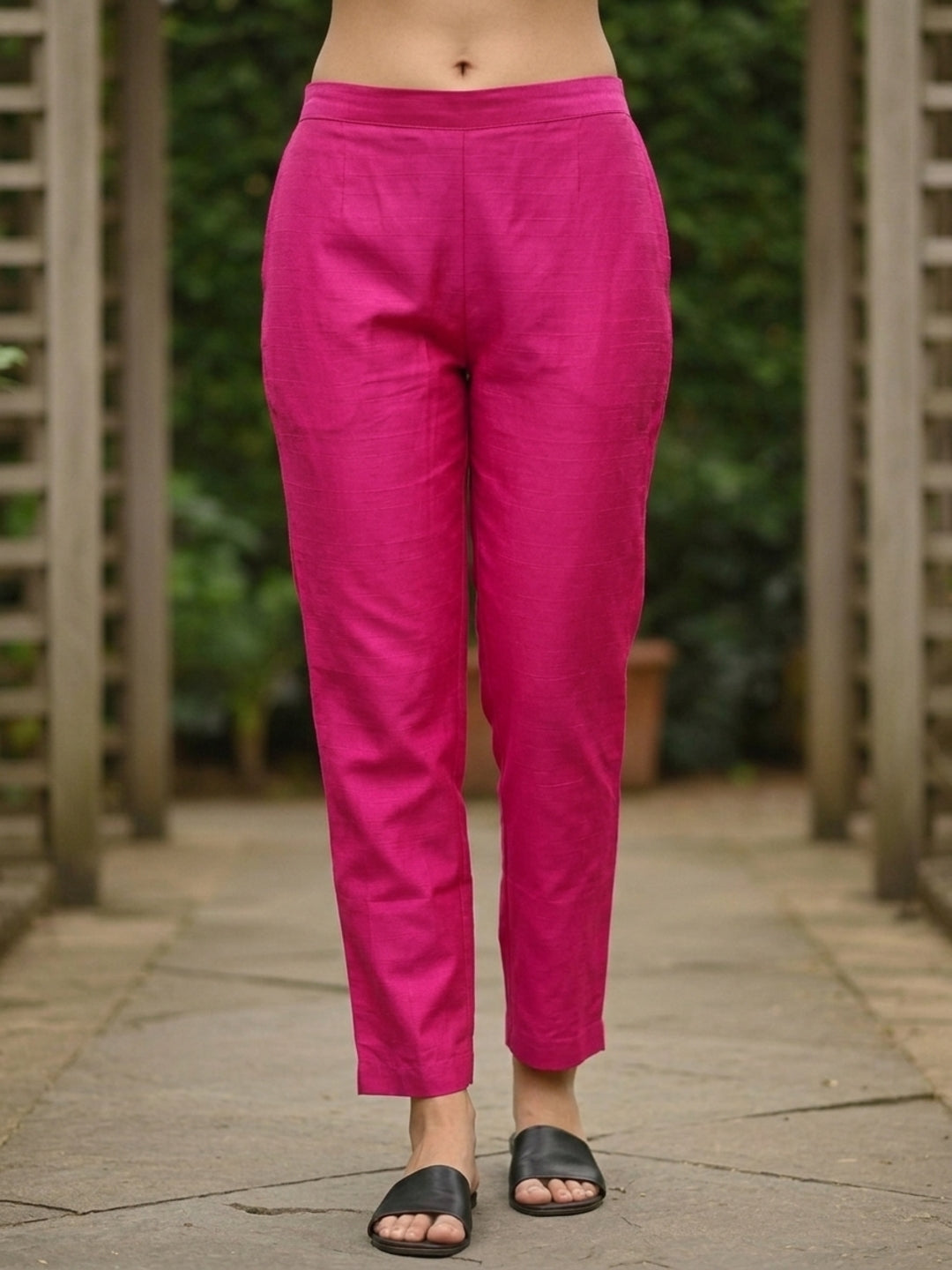 Solid Floral Embroidered Straight Kurta with Pant - Rani
