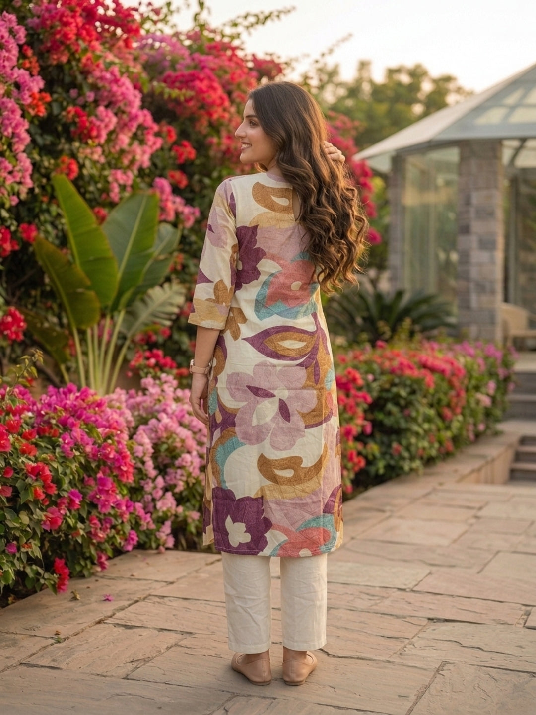 Abstract Floral Printed A-Line Co-ord Set - Multi