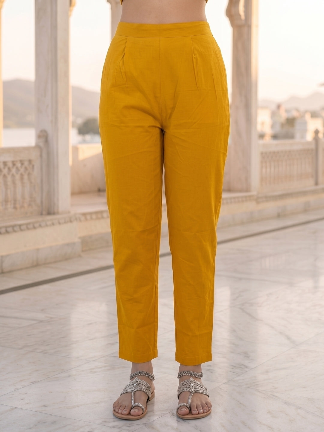 Mustard Cotton Bandhani Print Embroidered Kurta Set with Pyjamas & Dupatta