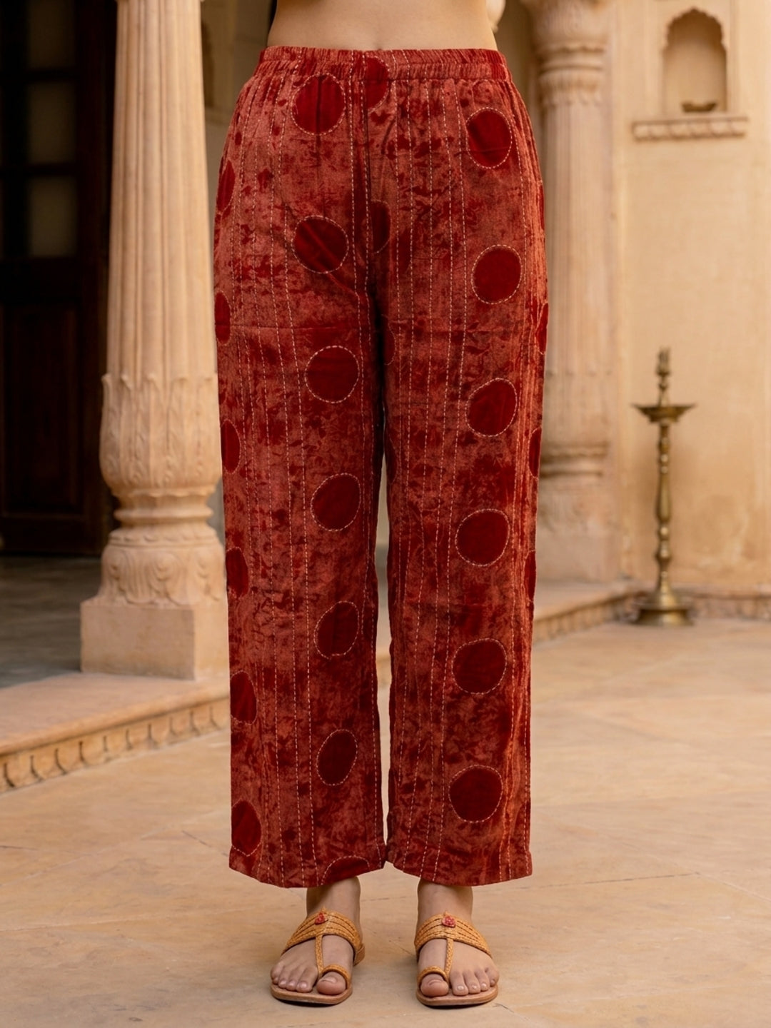 Maroon Geometric Print Cotton Flex Straight Kurta & Palazzo Co-ord Set