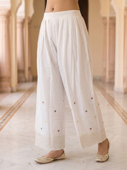 Black Ethnic Boota Print Cotton Kurta with Off White Palazzo