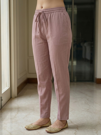 Mauve Floral Appliqué Embroidered 3-Piece Kurta Set