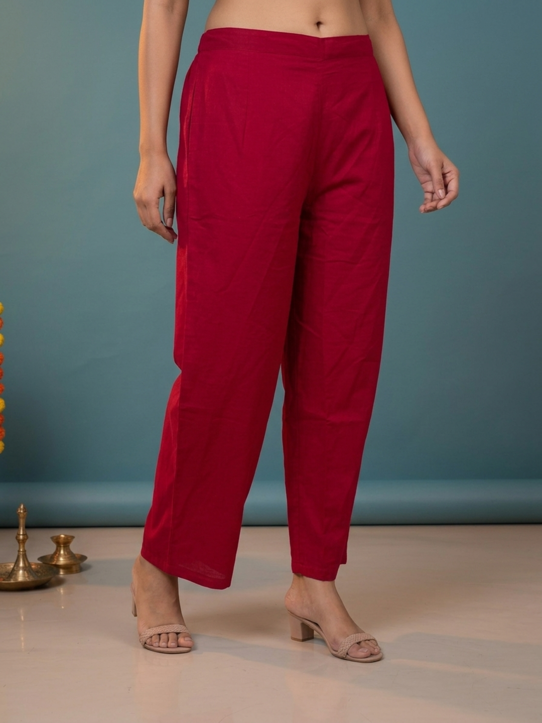 Magenta Bandhani Print Cotton A-Line Kurta Set with Mirror Work, Palazzo & Printed Dupatta