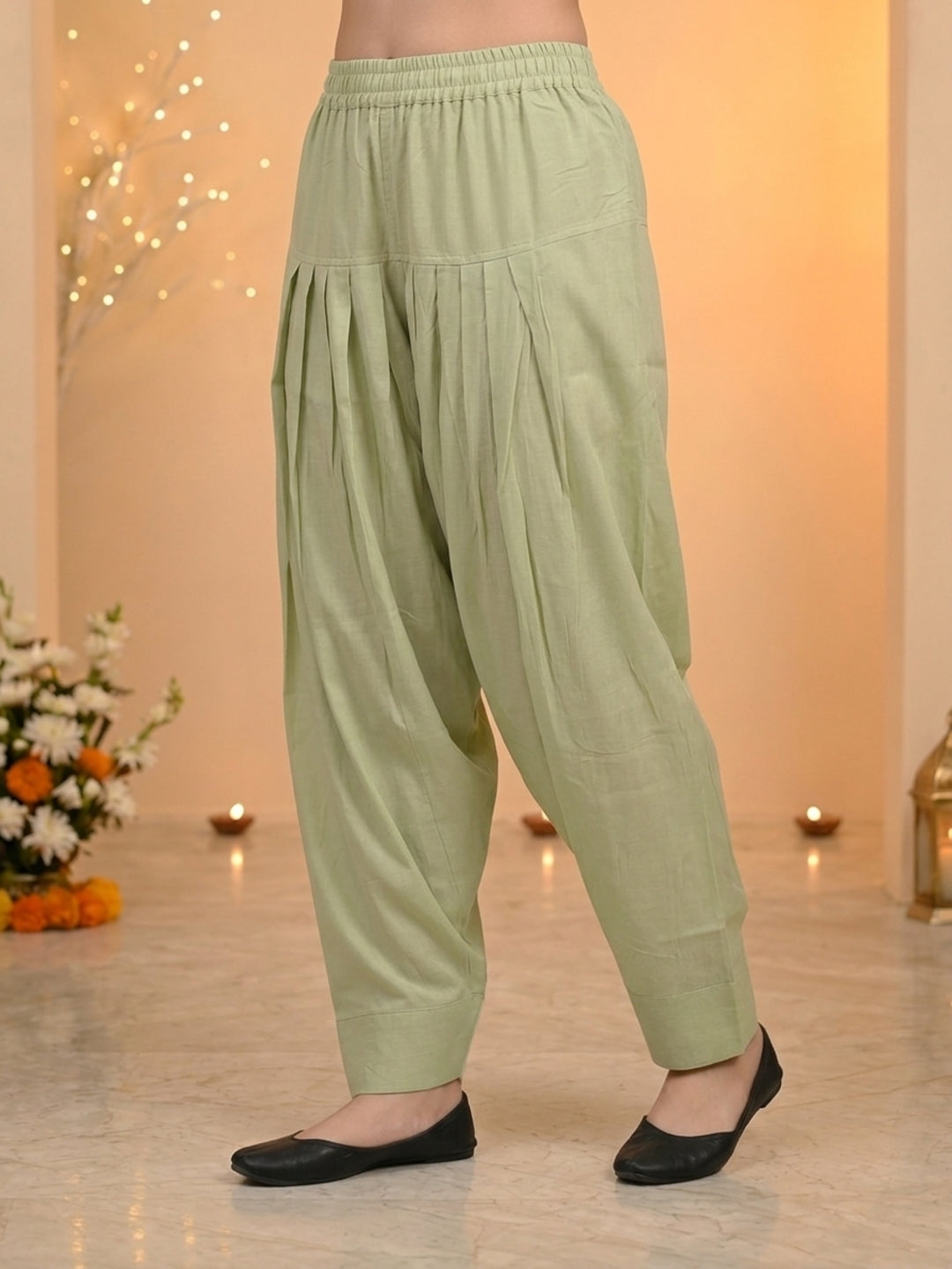 Sage Green Solid Chanderi Silk Straight Kurta Set with Floral Threadwork Embroidery, Salwar & Dupatta