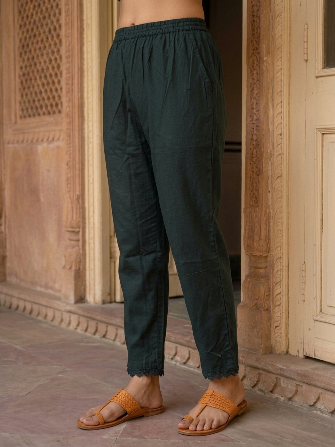 Black Floral Printed Cotton Straight Kurta Set with Mirror Work, Round Neck, Pant & Printed Pure Cotton Dupatta