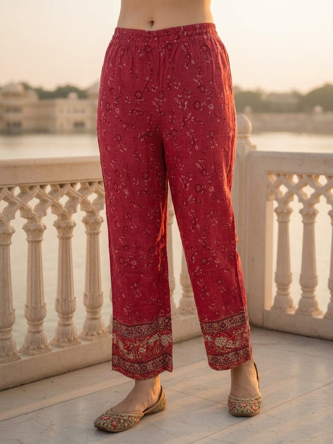 Berry Pink Floral Printed Viscose Rayon Straight Kurta Co-ord Set with Thread Embroidery & Sequin, V-Neck & Printed Palazzo