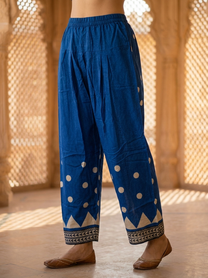 Blue Floral Crepe Kurta Set with Mirror Work & Sequins, Salwar & Dupatta