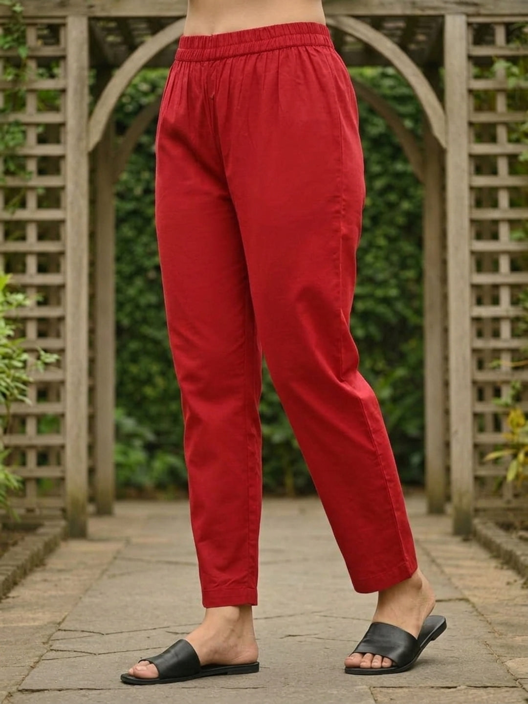 Brick Red Printed Cotton Kurta Set with Embroidery, Skirt & Dupatta