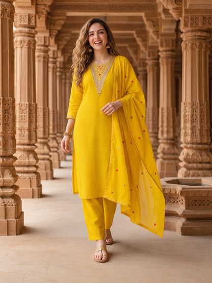 Yellow shantoon palazzo trousers
