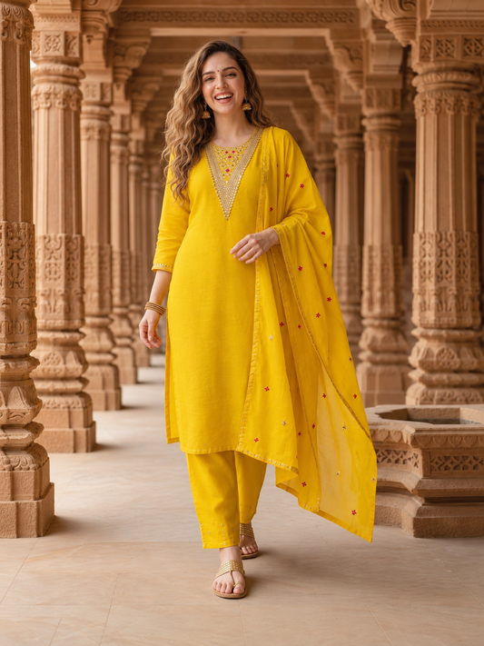 Yellow shantoon palazzo trousers