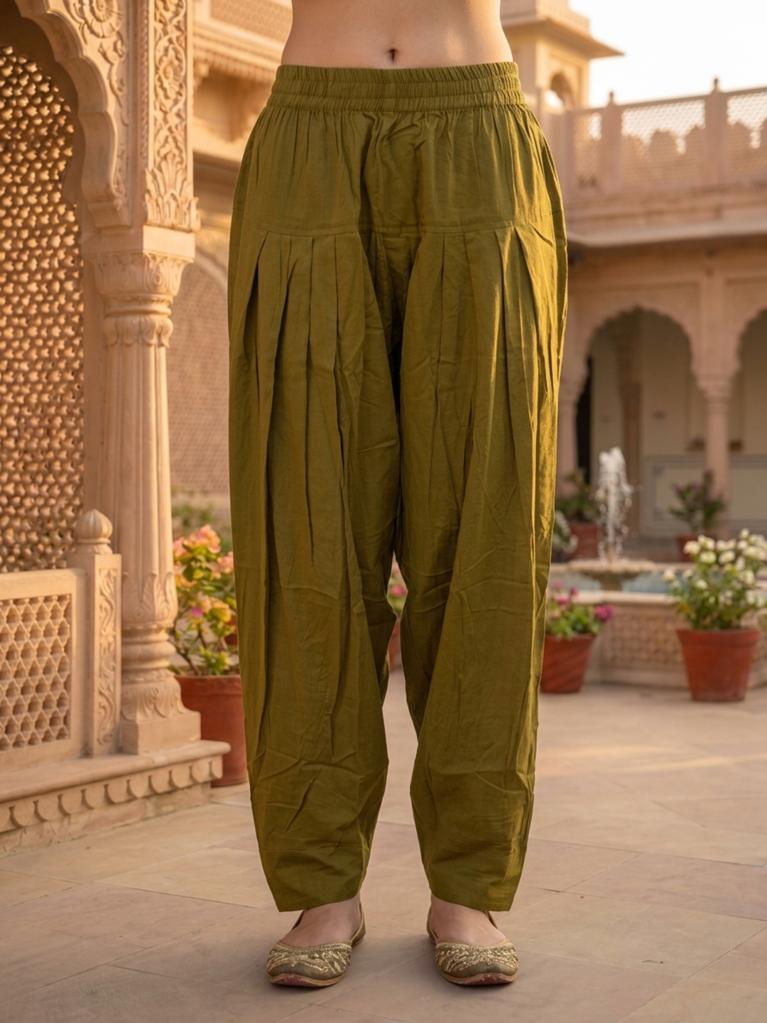 Moss Green Floral Ethnic Printed Embroidered Cotton Straight Kurta Set with Salwar and Dupatta
