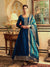 Solid Sequins & Zari Embroidered Anarkali Dress with Abstract Printed Zari Jacquard Dupatta - Blue