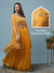 Bandhani Printed Zardozi Embroidered Crop Top with Bandhani Cape Jacket & Skirt - Orange