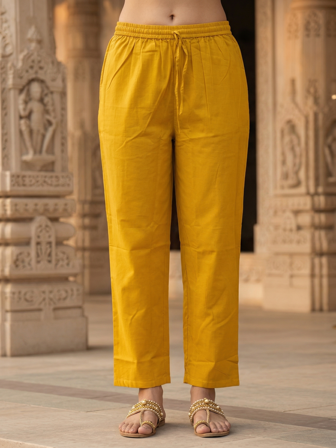 Floral Jaal Printed Straight Kurta with Pyjama & Dupatta - Mustard