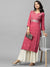 Leheriya Printed & Zari Embroidered Straight Kurta - Pink
