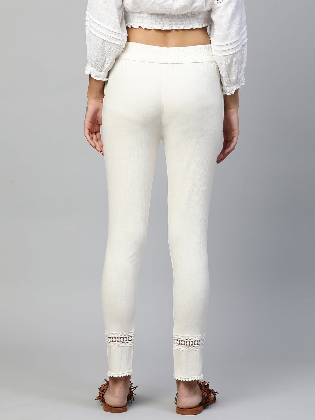 Body Fitted Lycra Ankle Leggings - Off White – FASHOR