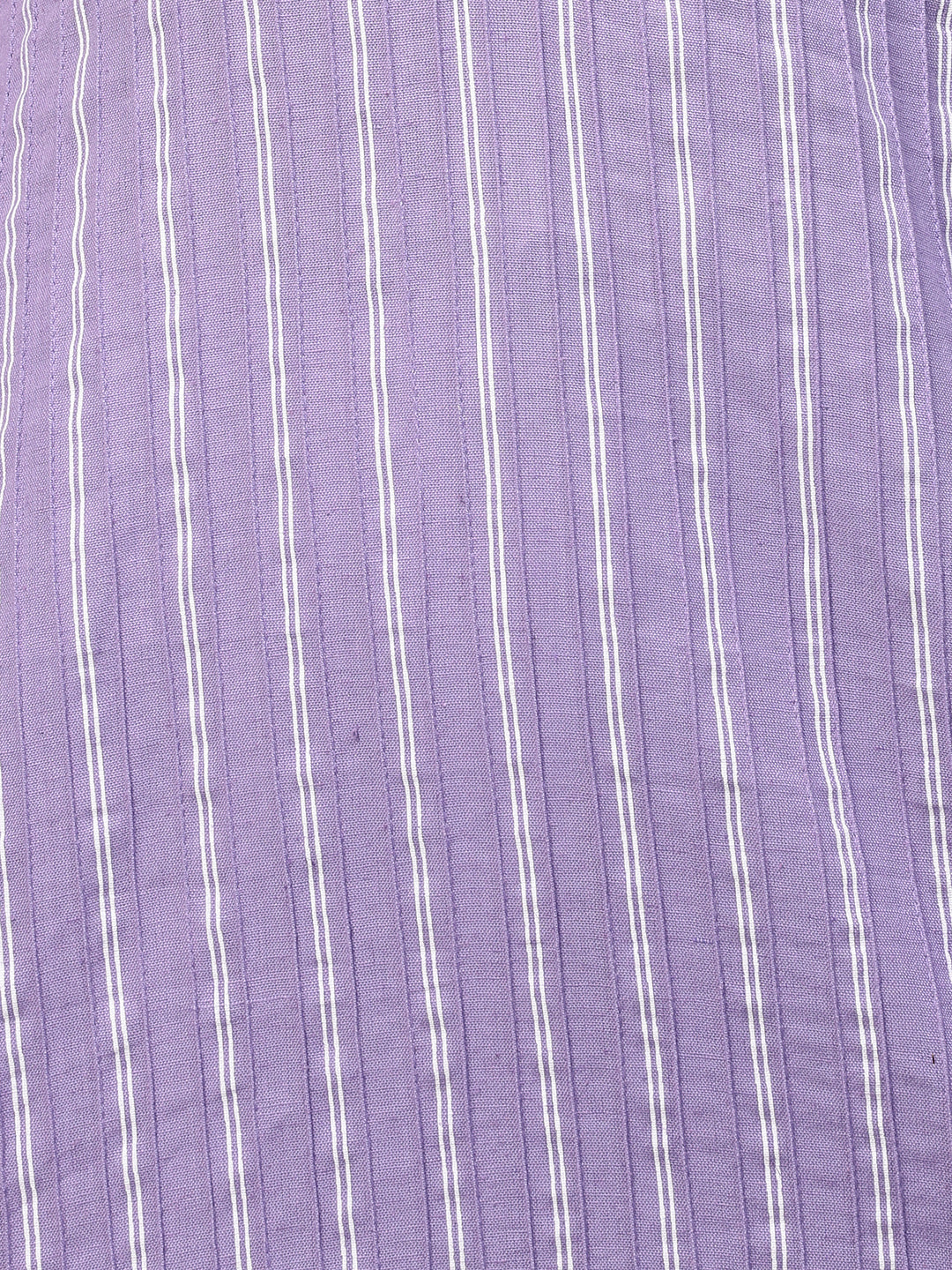 Printed & Pintuck Striped Straight Kurta - Lavender