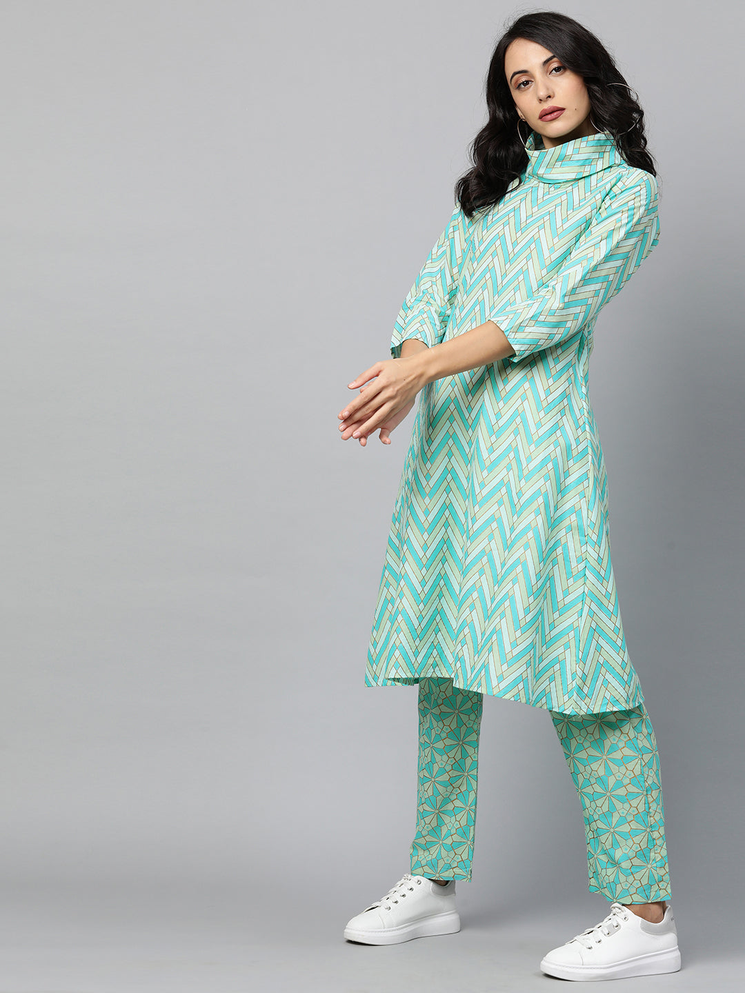 Ethnic Printed A-Line Kurta with Pant – Multi