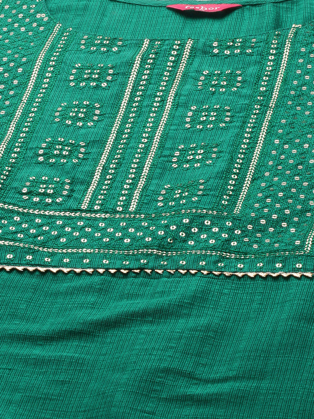 Sequin Embroidered Straight Kurta - Sea Green