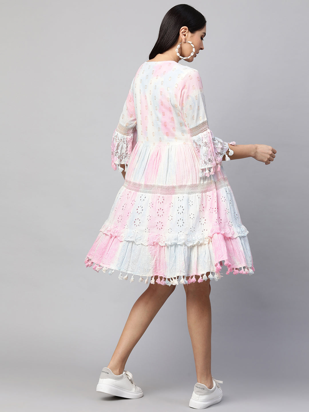 Cutwork & Crochet Embroidered Short Maxi – Baby Pink