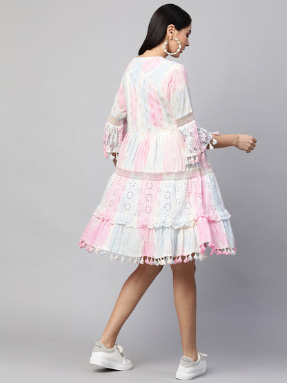 Cutwork & Crochet Embroidered Short Maxi – Baby Pink