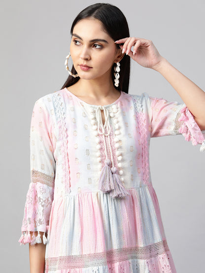 Cutwork & Crochet Embroidered Short Maxi – Baby Pink