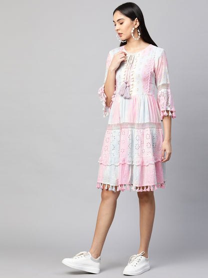 Cutwork & Crochet Embroidered Short Maxi – Baby Pink