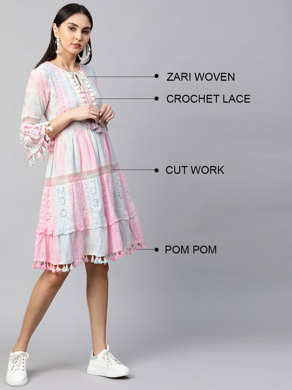 Cutwork & Crochet Embroidered Short Maxi – Baby Pink