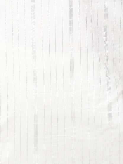 Lurex Striped & Embroidered Kurta & Pants with Bandhani Dupatta - White