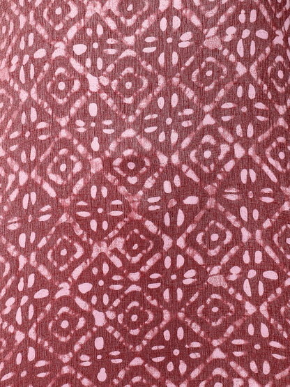 Batik Printed & Embroidered Straight Kurta - Rouge Pink