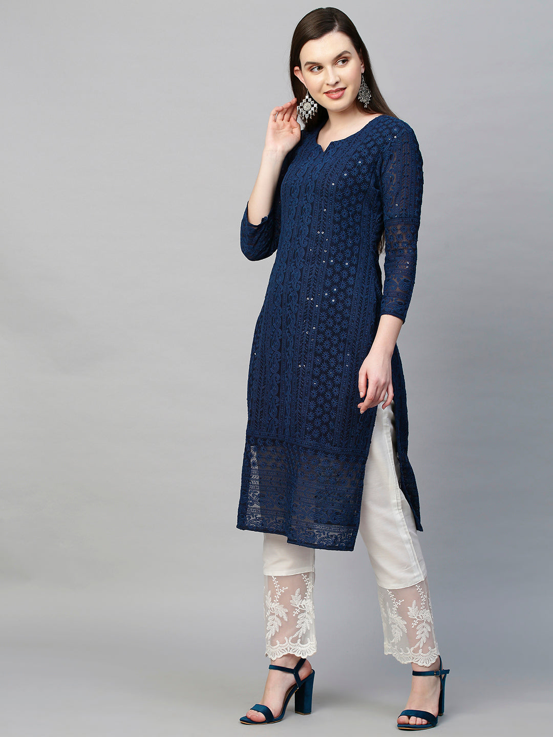 Chikankari hot sale straight kurta