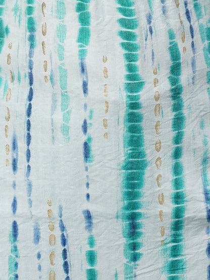 Ethnic Tie-Dye Printed Straight Fit Kurta - Light Aqua Blue