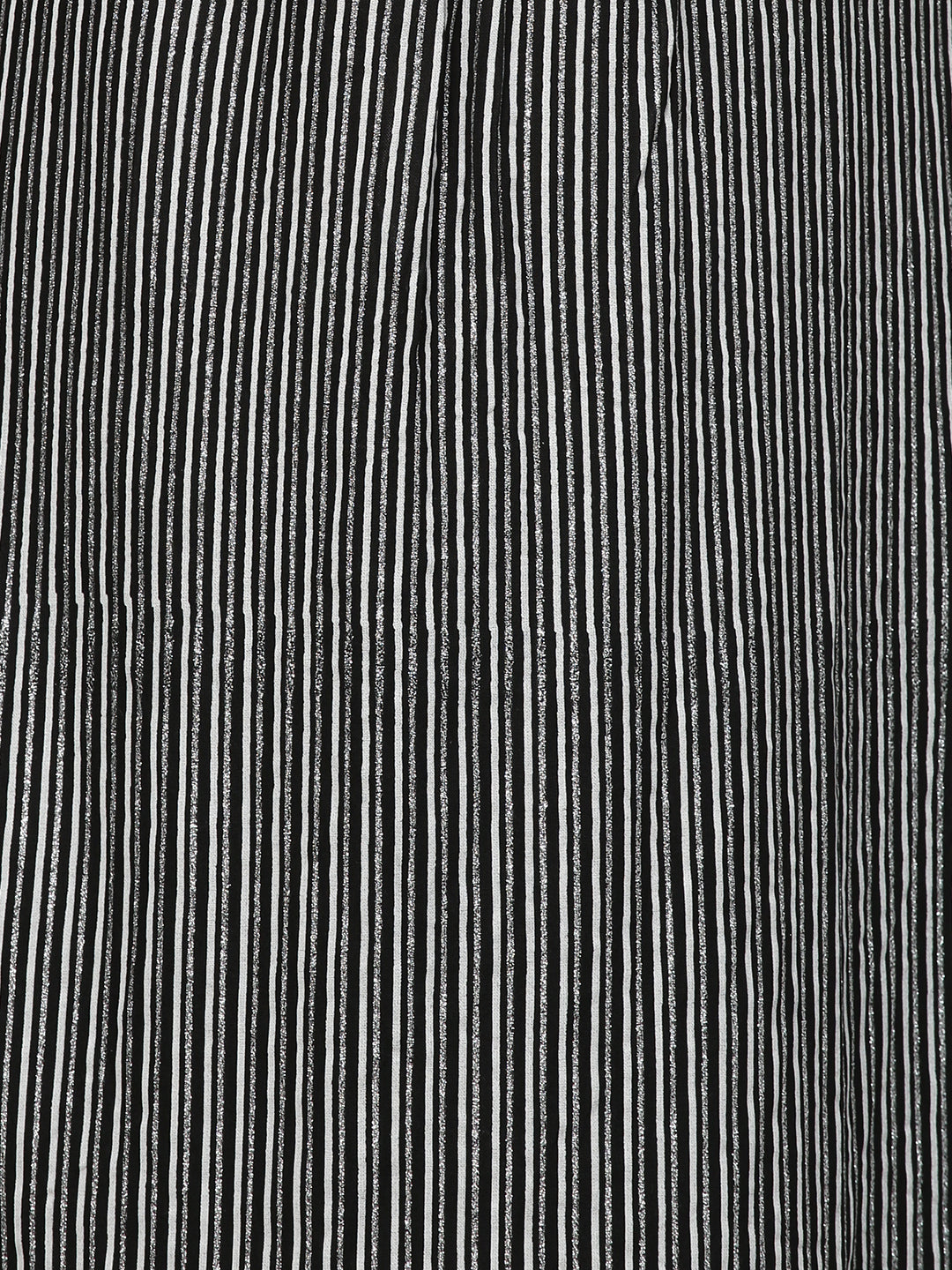 Ethnic Embroidered & Striped A-Line Flared Kurta - Black