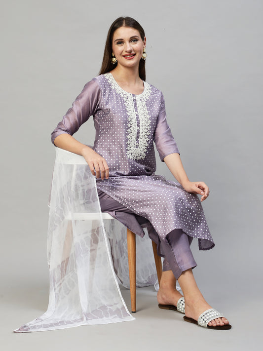 BST 204 Ladies Border Design Cotton Kurti Pant Set, Hand Wash at