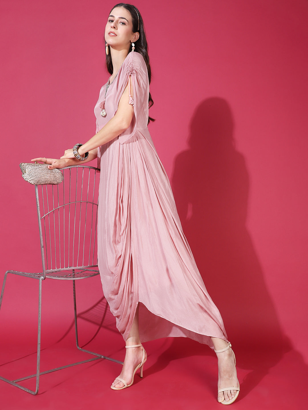Buy Onion Pink Hand-Block Printed One Shoulder Asymmetrical Dress by  Designer TJORI for Women online at Ogaanmarket.com