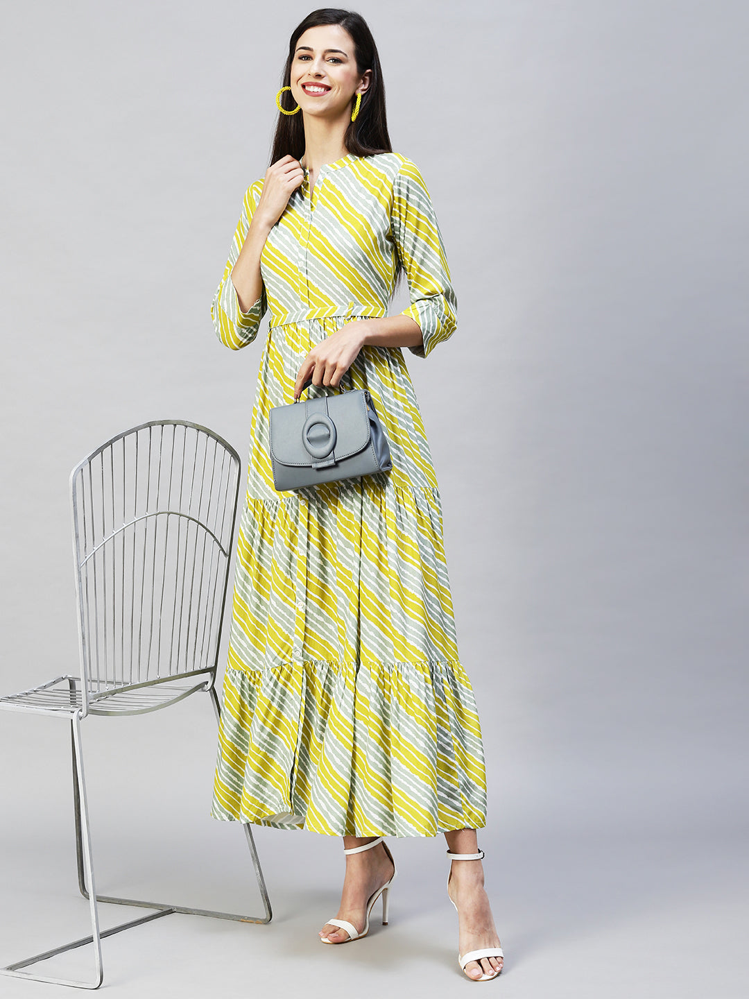 Leheriya Printed Tiered Flared Maxi Dress - Multi