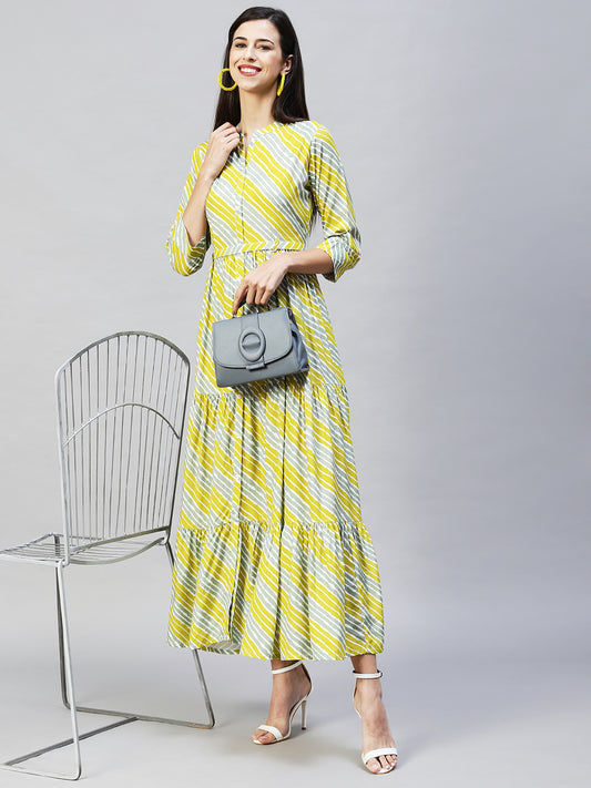 Leheriya Printed Tiered Flared Maxi Dress - Multi