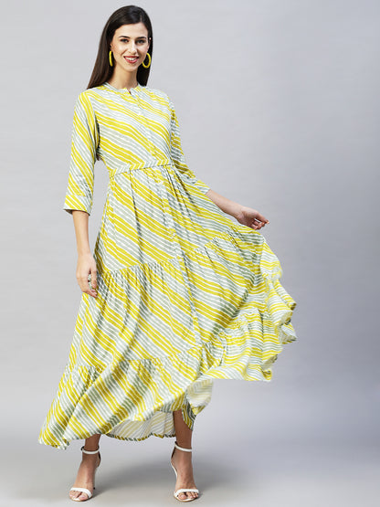 Leheriya Printed Tiered Flared Maxi Dress - Multi