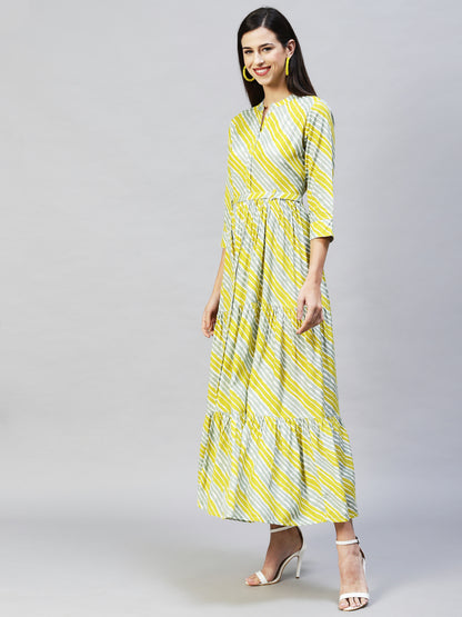 Leheriya Printed Tiered Flared Maxi Dress - Multi