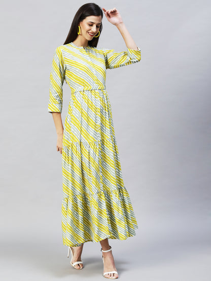 Leheriya Printed Tiered Flared Maxi Dress - Multi