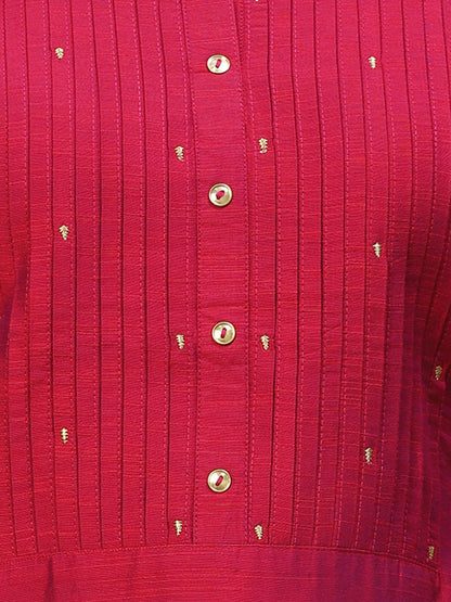 Zari Embroidered Straight Fit Kurta - Magenta Pink