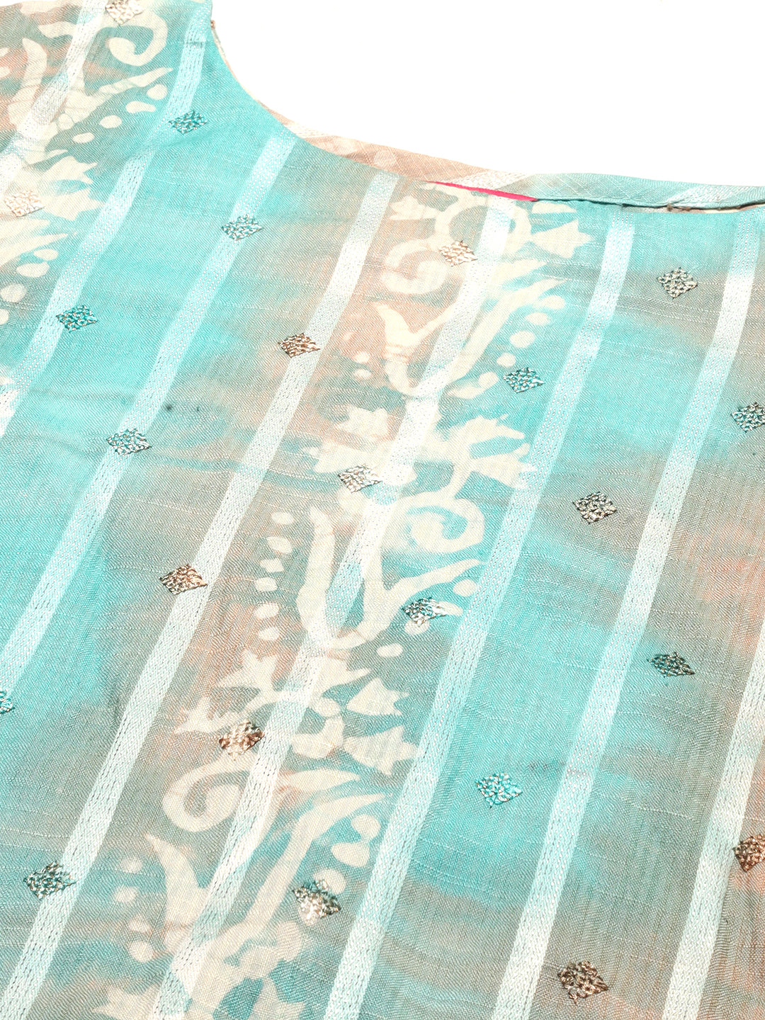 Ethnic Stripes Printed & Embroidered Straight Fit Kurta - Multi