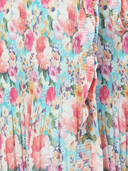 Floral Printed A-Line Midi Dress - Multi