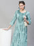Tie-Dye Printed & Floral Embroidered Straight Fit Kurta - Light Sea Green