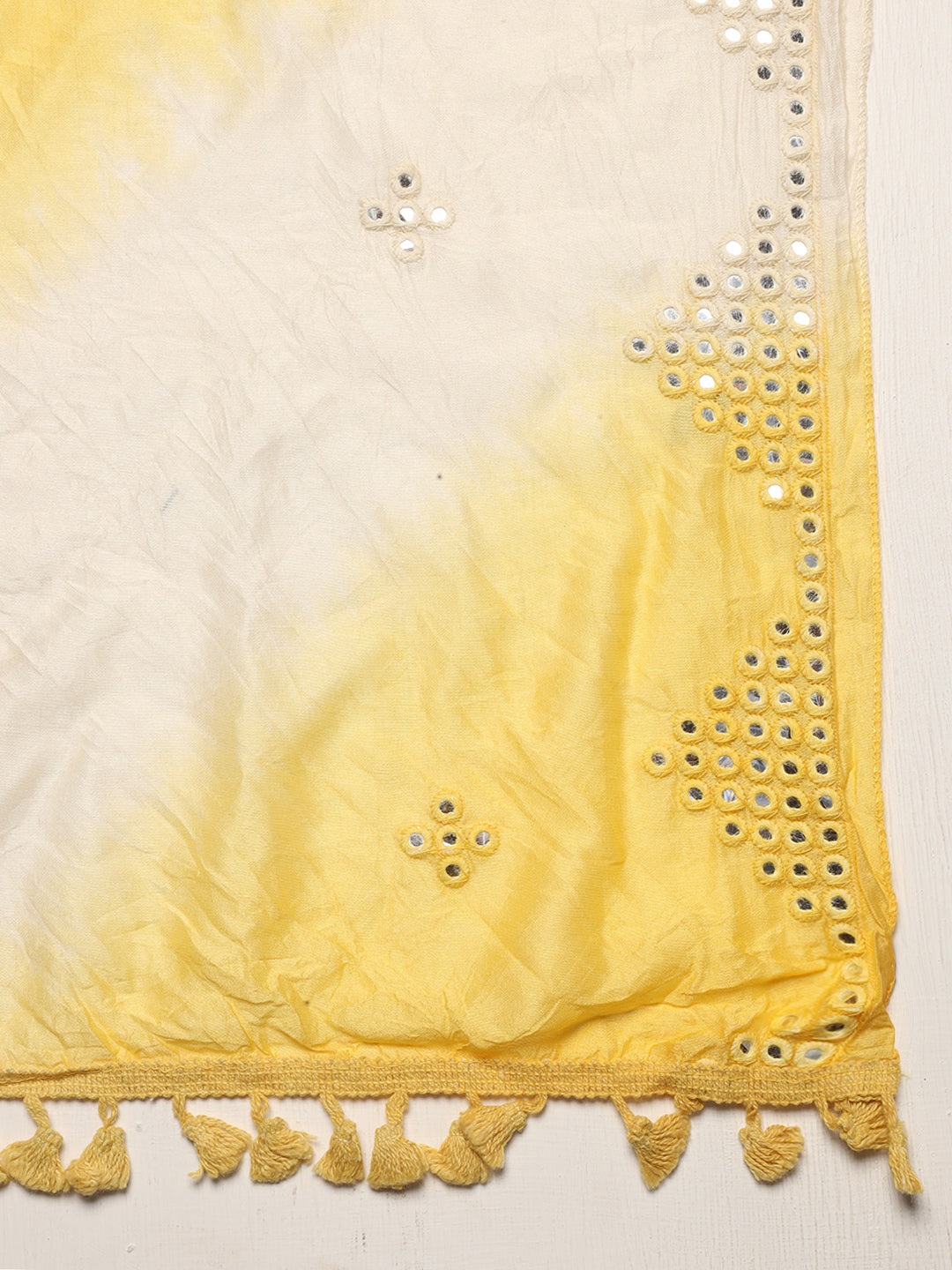 Ethnic Hand Embroidered Straight Kurta with Pants & Dupatta - Yellow