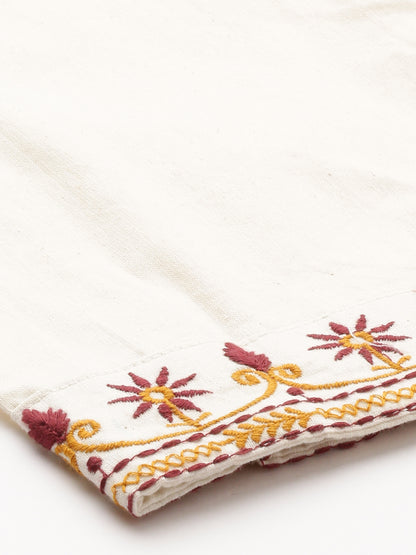 Ethnic Embroidered Straight Fit Kurta with Pants - Yellow